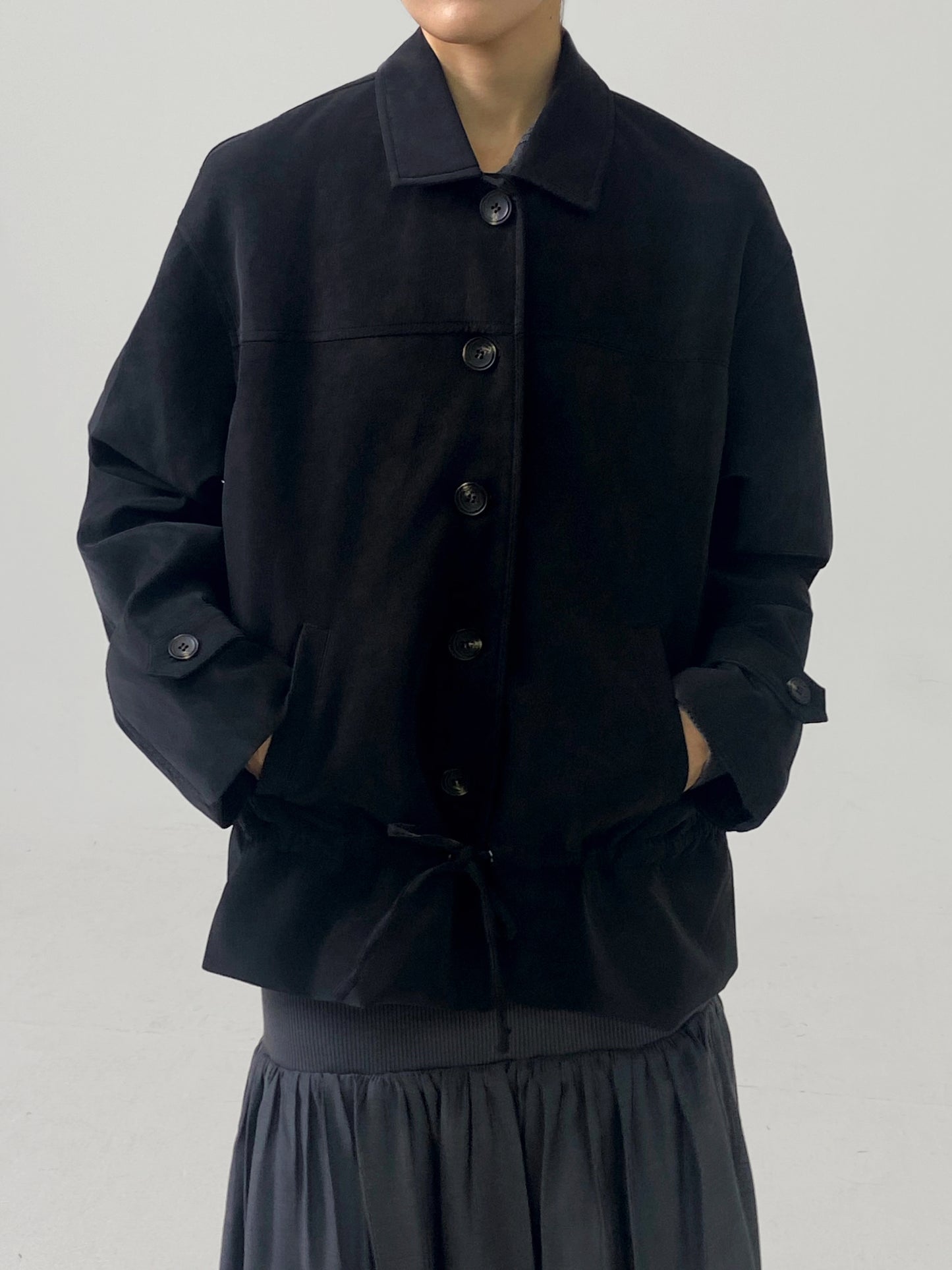 Suede Drawstring Jacket