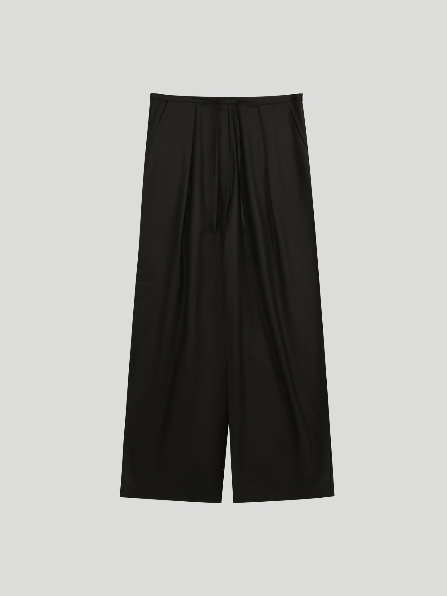 Relaxed Black Wide-Leg Drawstring Pants