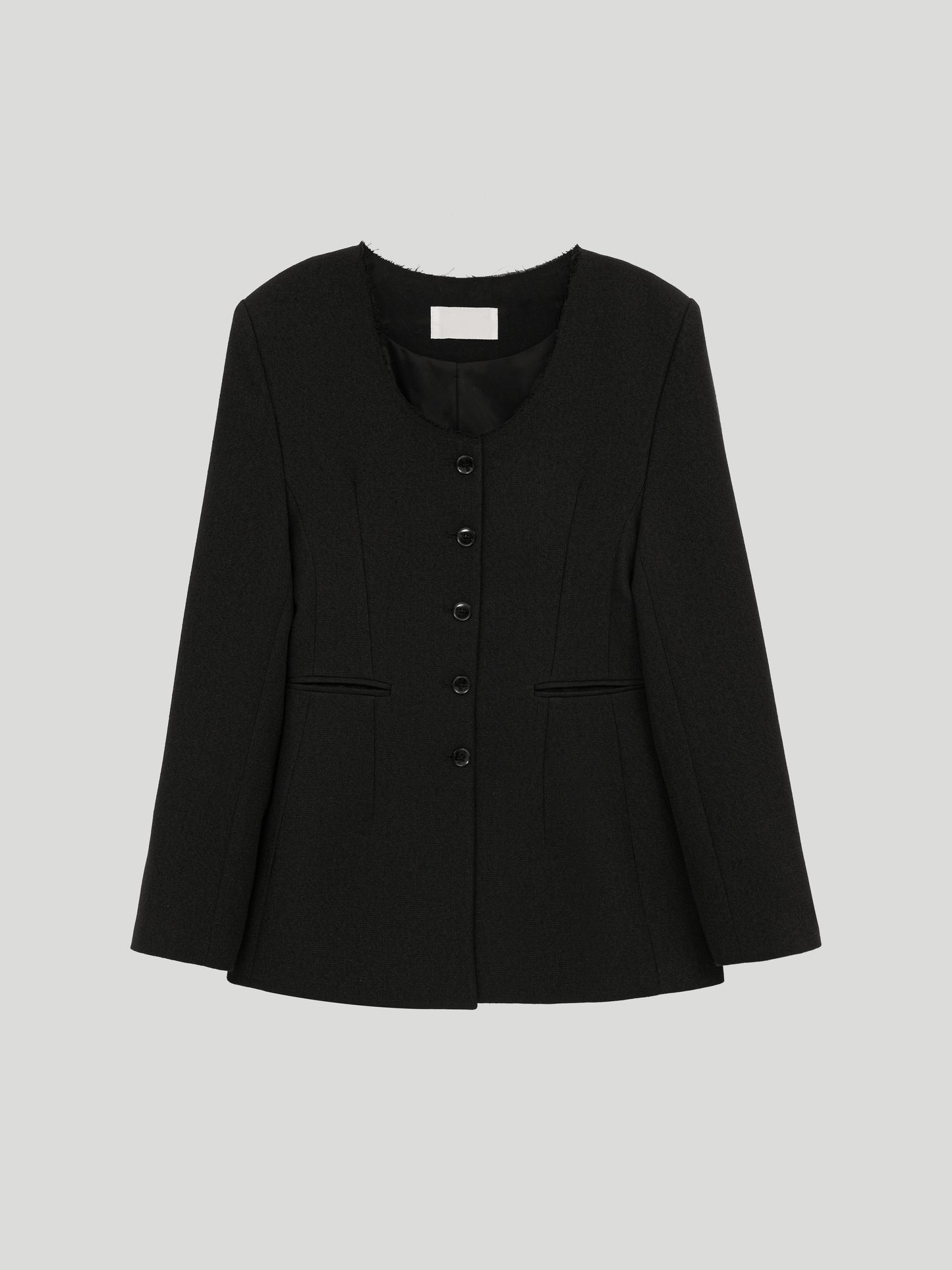 Noir Collarless Cinched Jacket