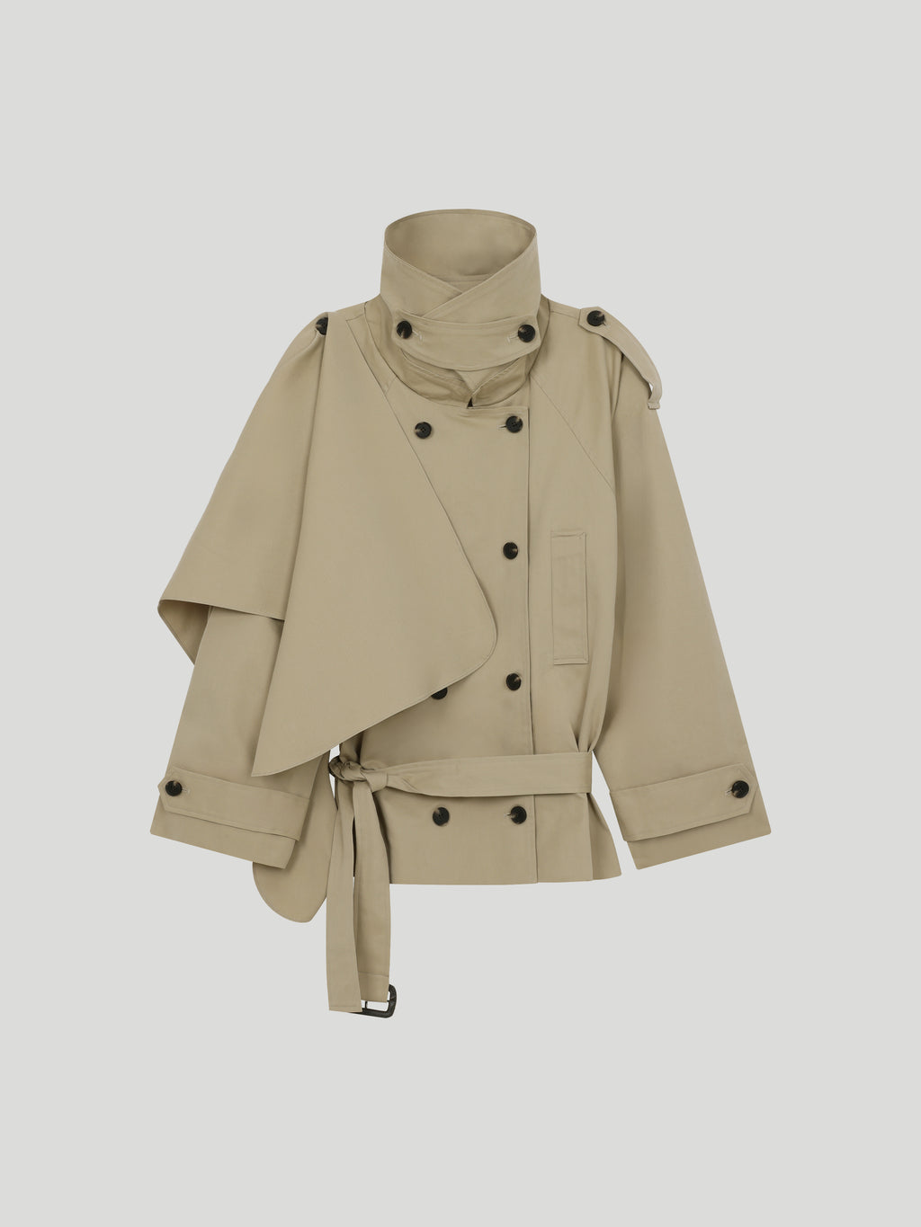 Arla Short Trench Coat in Dark Beige