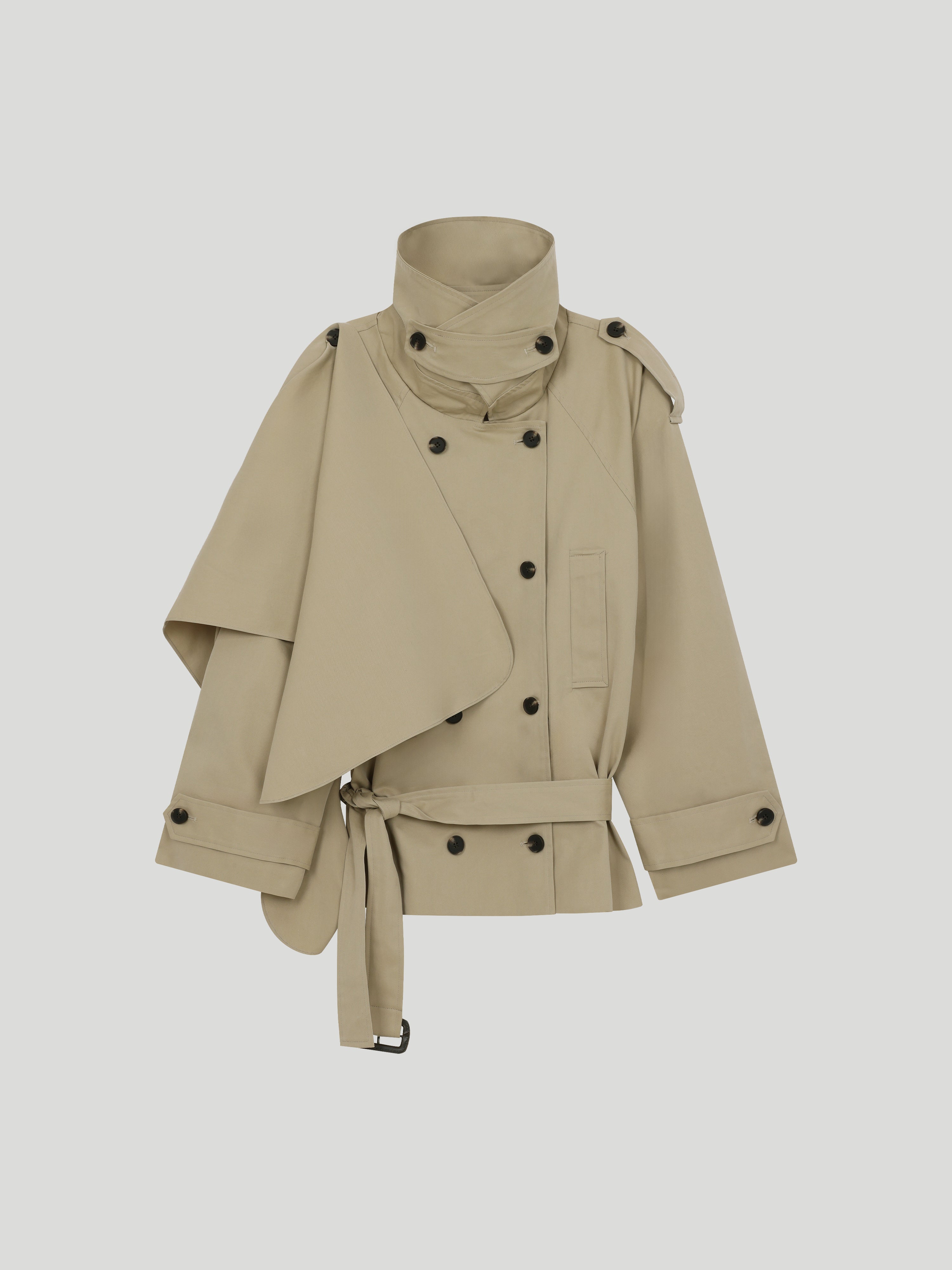 Arla Short Trench Coat in Dark Beige