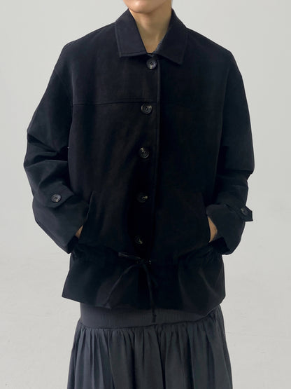 Suede Drawstring Jacket