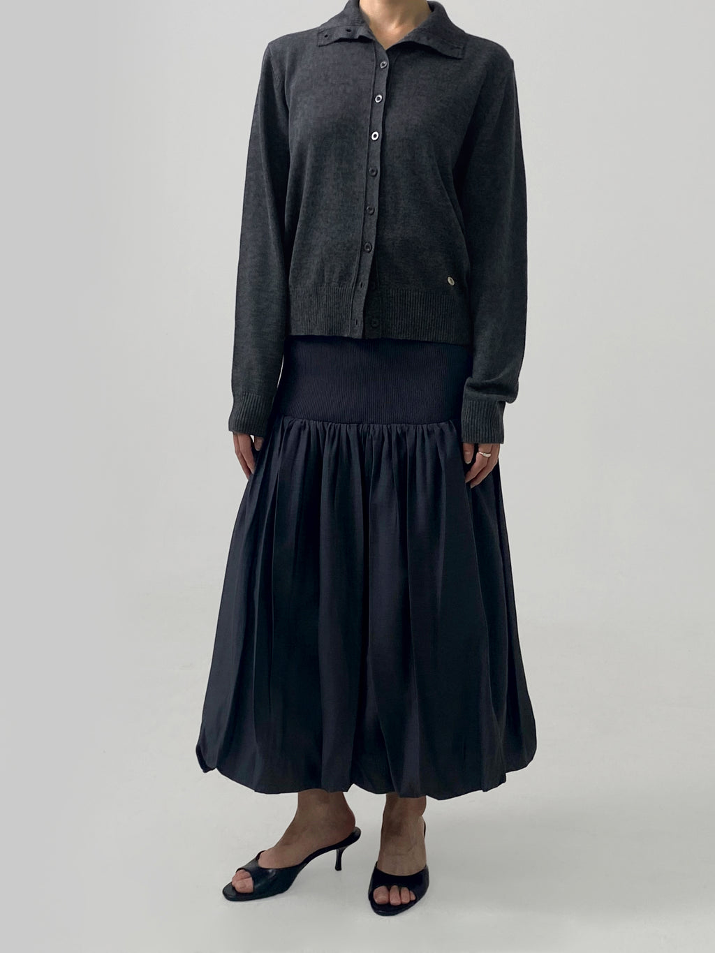 High-Neck Buttoned Cardigan