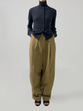High-Neck Buttoned Cardigan