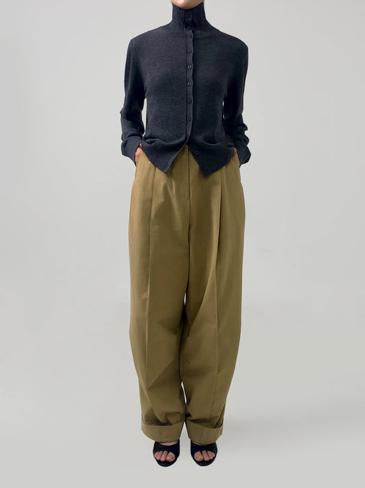 High-Neck Buttoned Cardigan