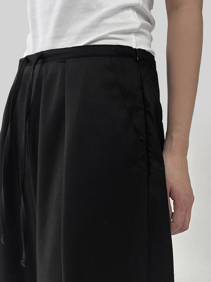 Relaxed Black Wide-Leg Drawstring Pants