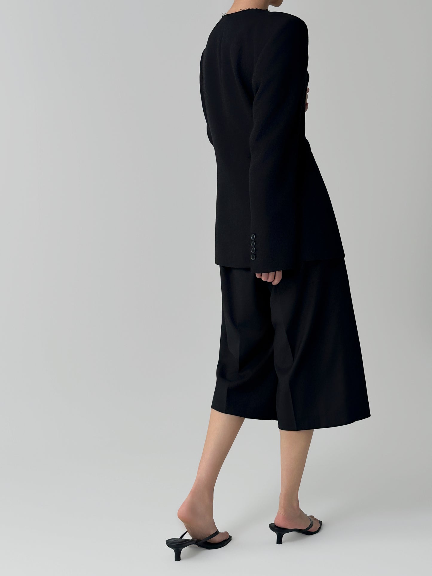 Noir Collarless Cinched Jacket