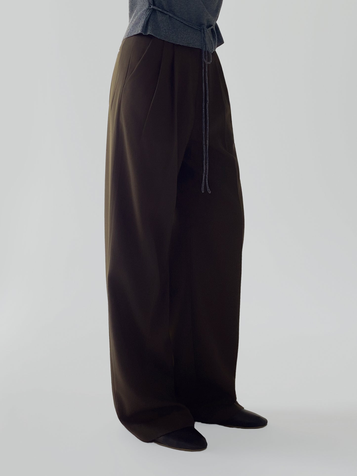 Relaxed Twill Wide-Leg Trousers