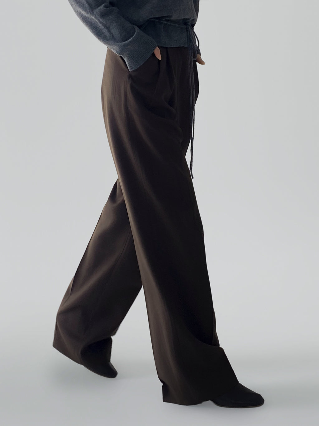 Relaxed Twill Wide-Leg Trousers