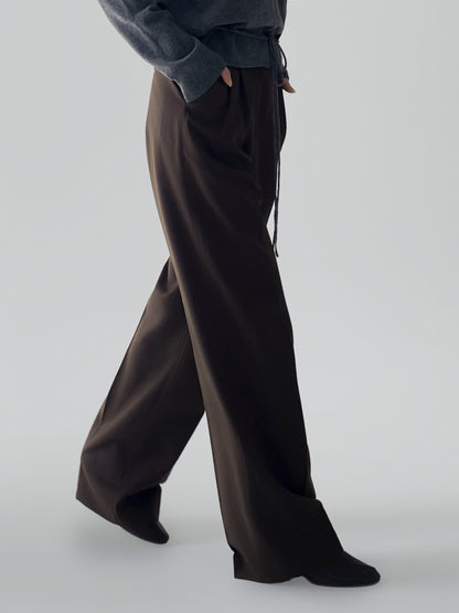 Relaxed Twill Wide-Leg Trousers
