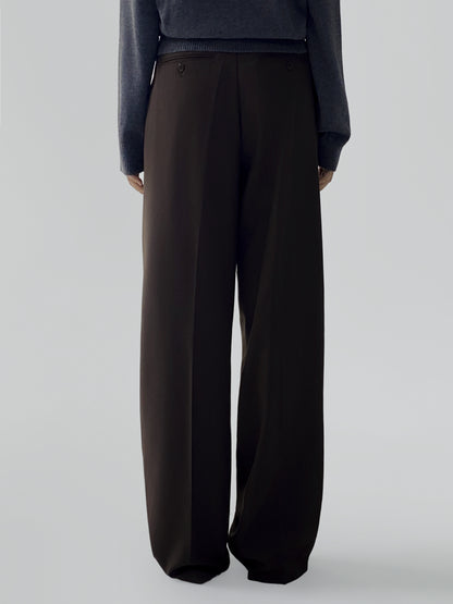 Relaxed Twill Wide-Leg Trousers