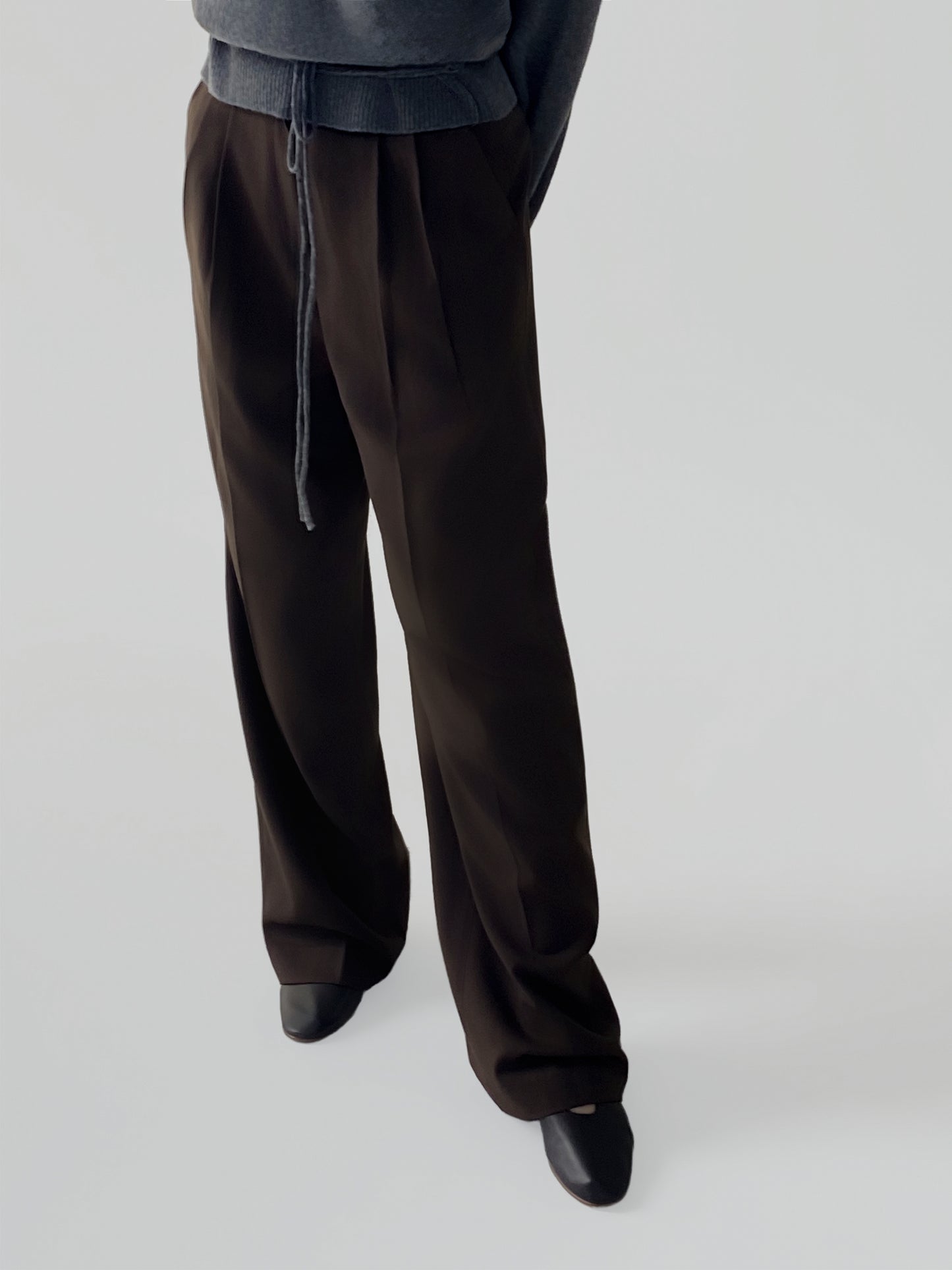 Relaxed Twill Wide-Leg Trousers