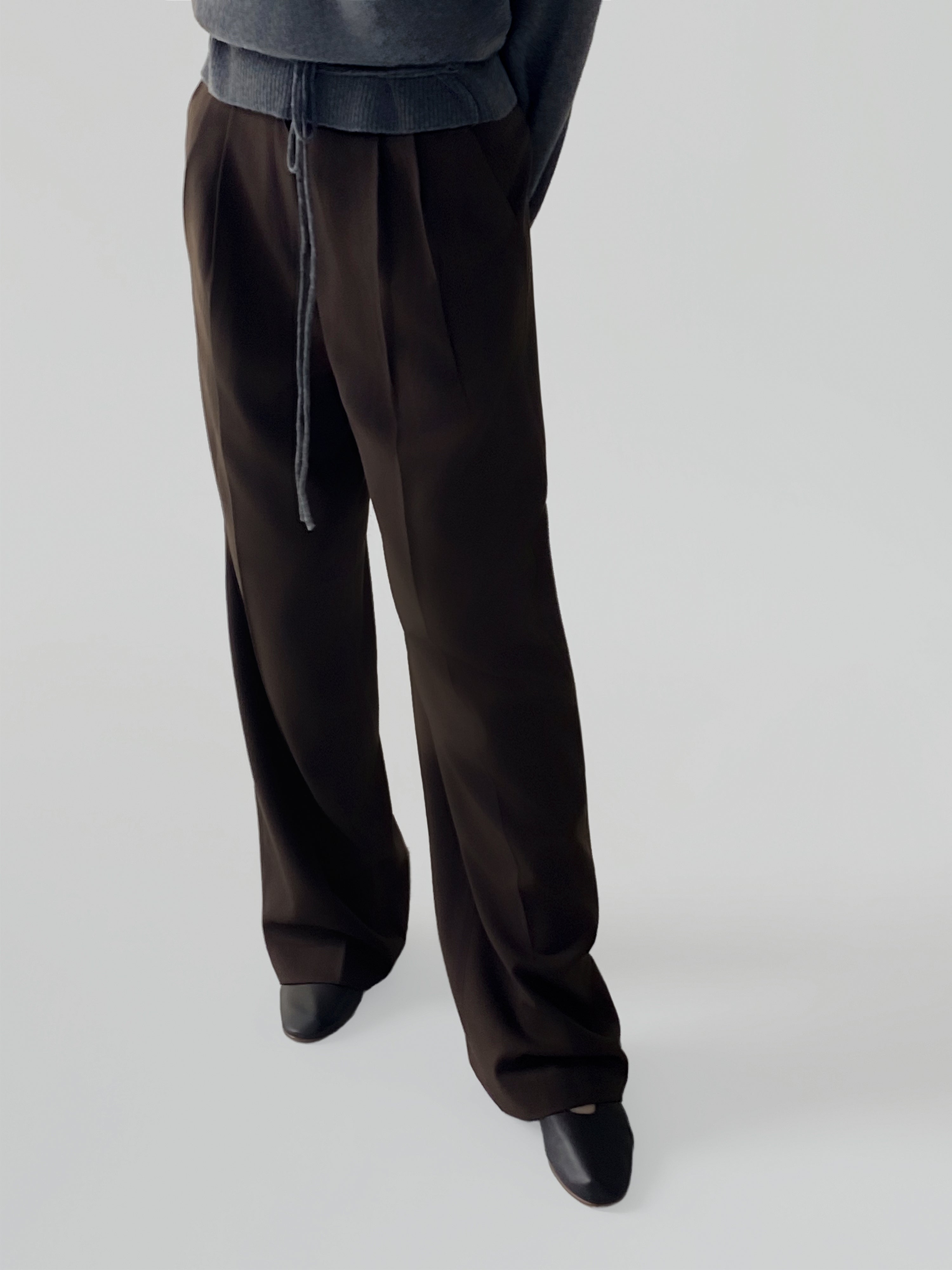 Relaxed Twill Wide-Leg Trousers