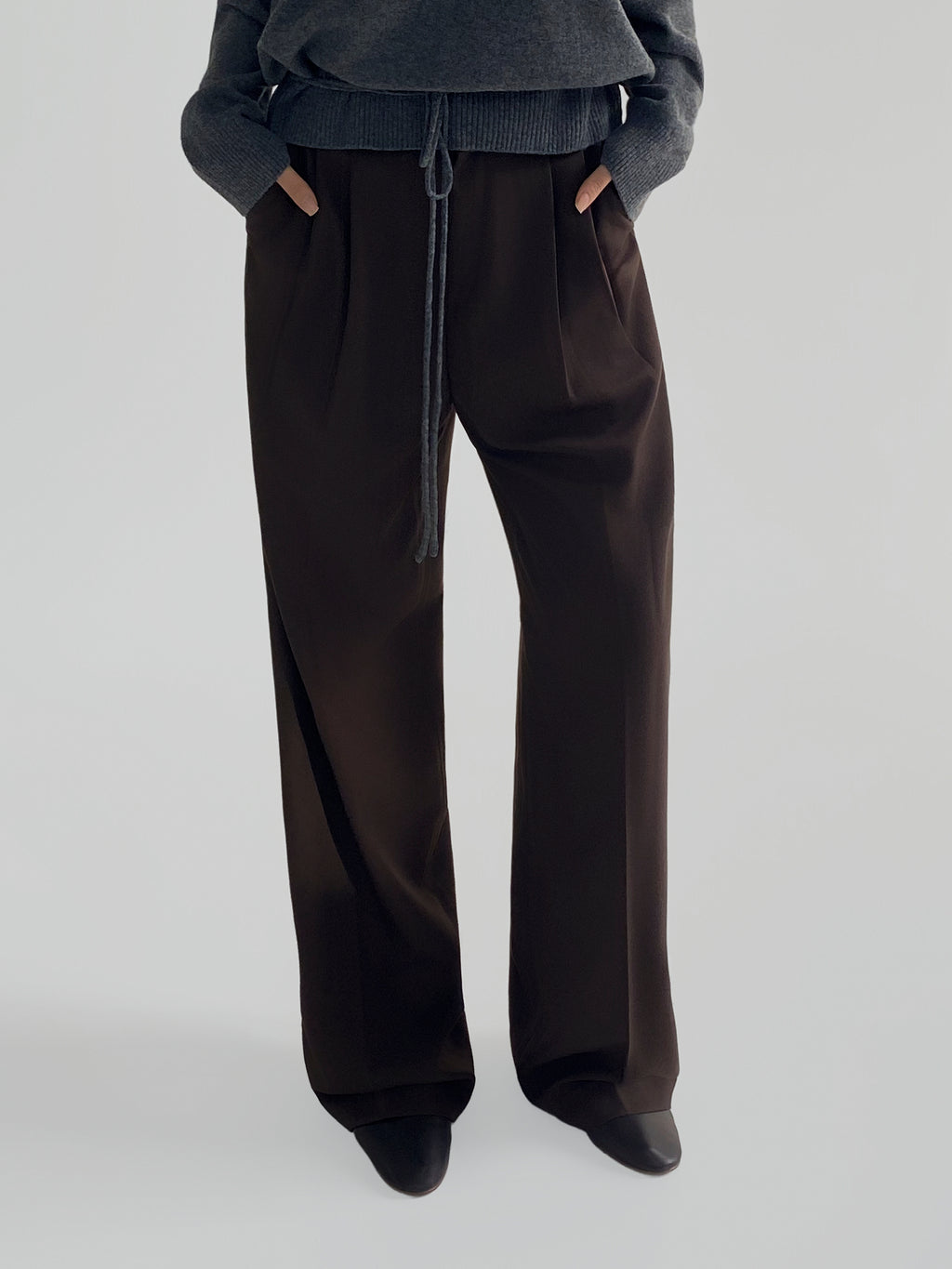 Relaxed Twill Wide-Leg Trousers