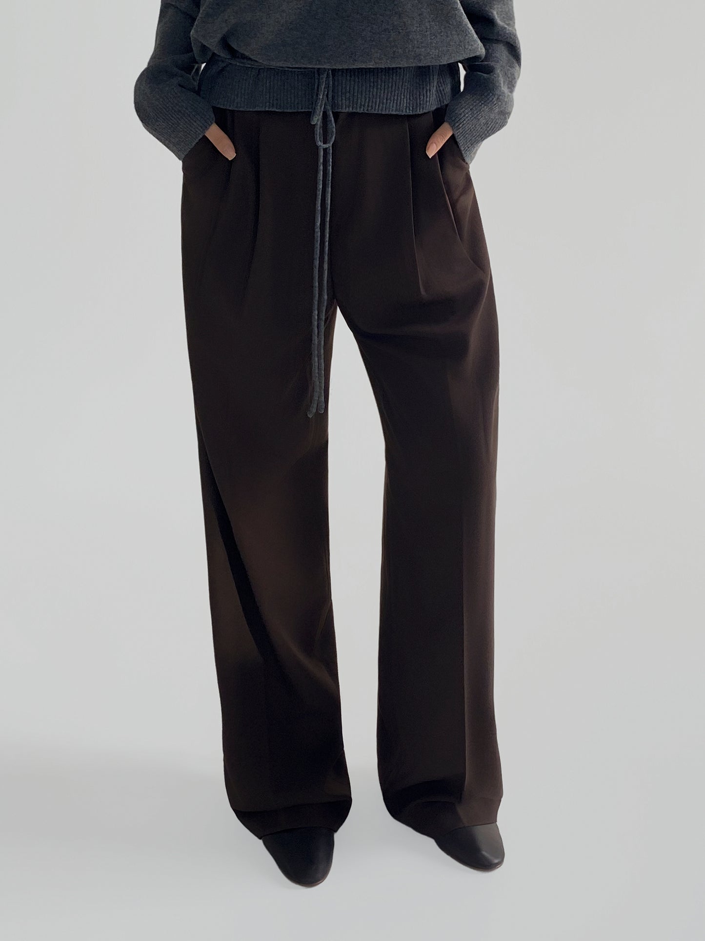 Relaxed Twill Wide-Leg Trousers