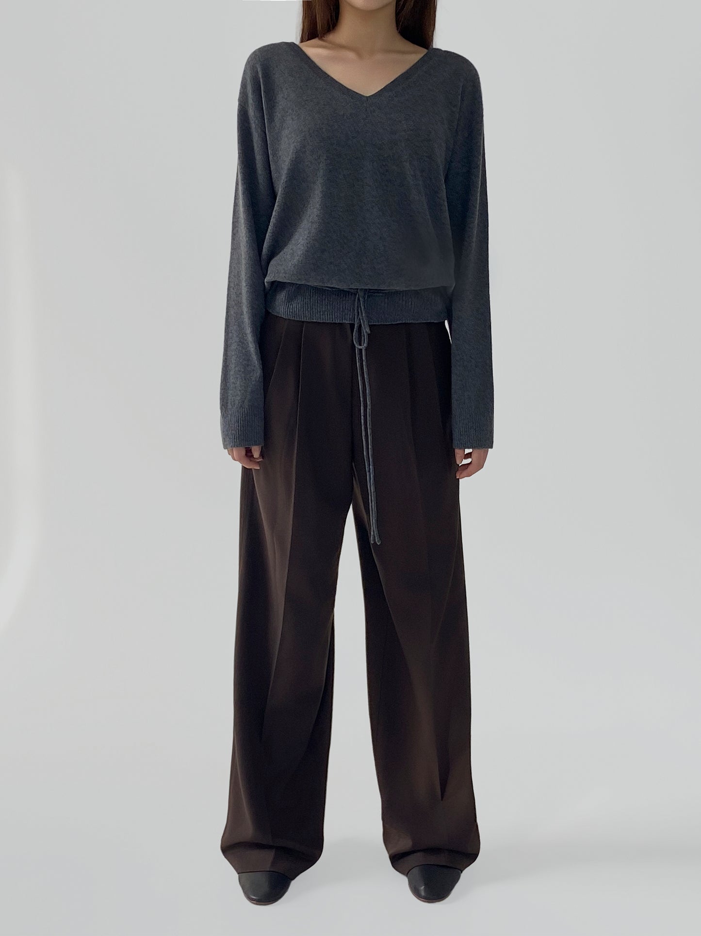 Relaxed Twill Wide-Leg Trousers