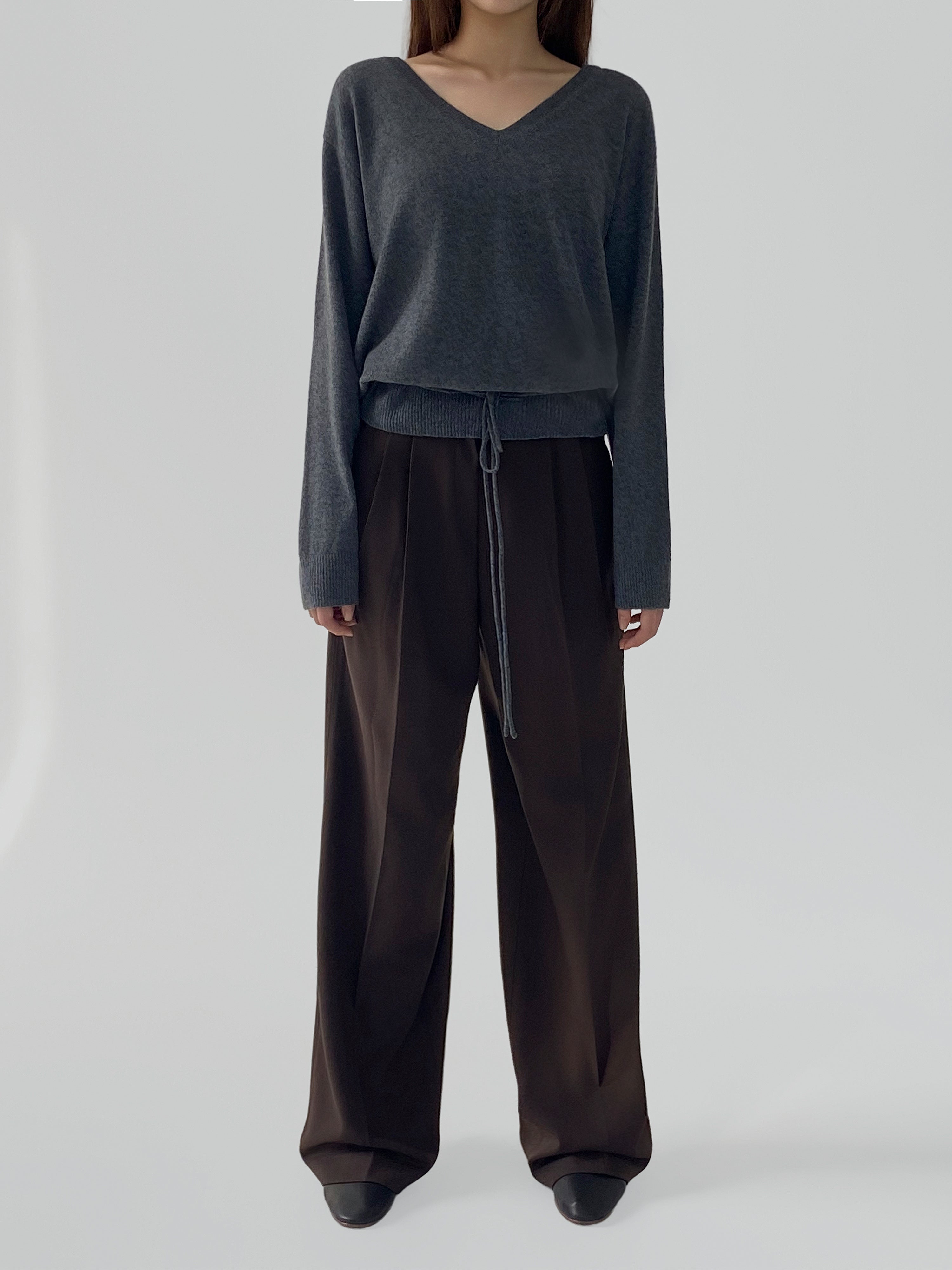 Relaxed Twill Wide-Leg Trousers