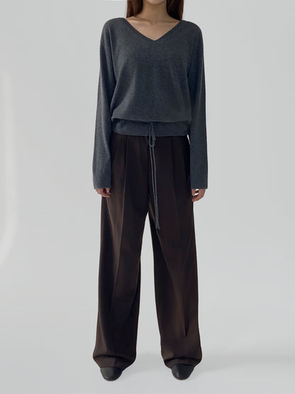 Relaxed Twill Wide-Leg Trousers