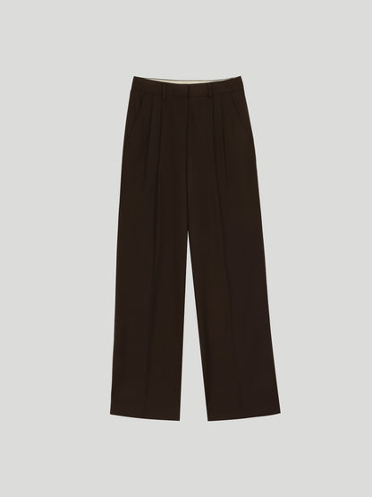 Relaxed Twill Wide-Leg Trousers