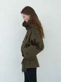Arla Short Trench Coat in Khaki