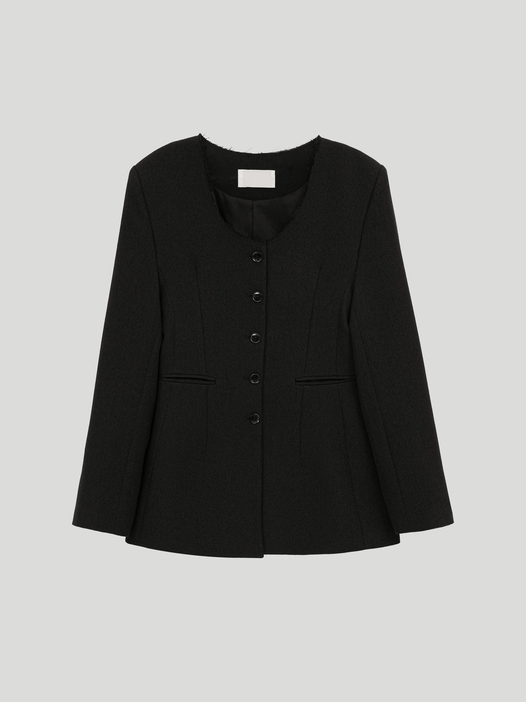 Noir Collarless Cinched Jacket