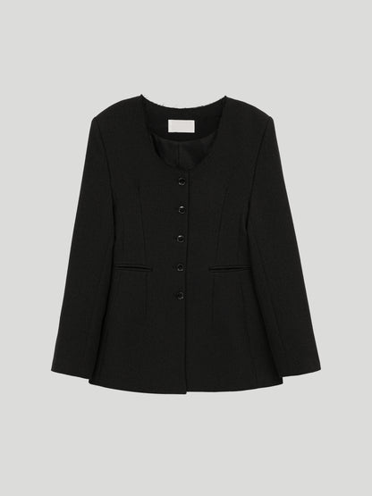 Noir Collarless Cinched Jacket