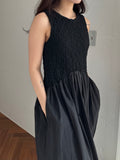 Cécile Contrast Midi Dress Black