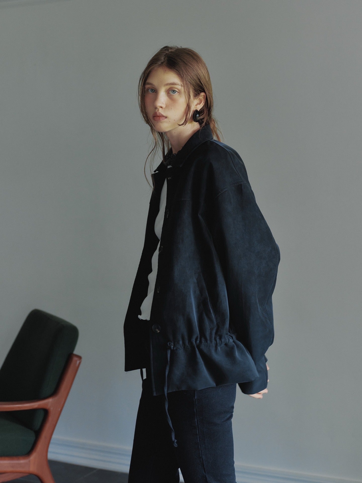 Suede Drawstring Jacket
