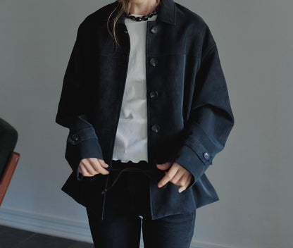 Suede Drawstring Jacket