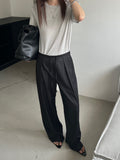 Relaxed Black Wide-Leg Drawstring Pants