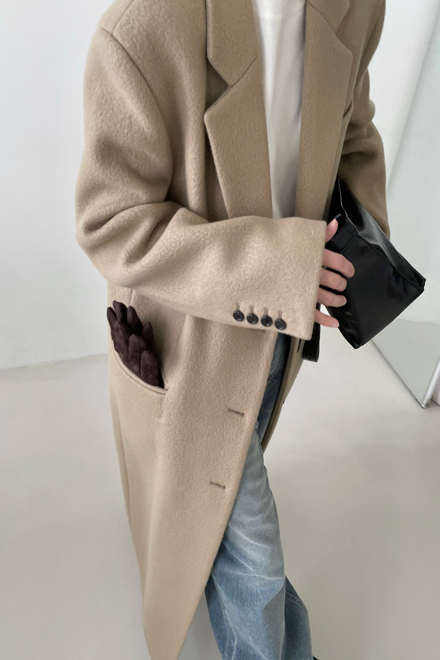 Long wool-blend coat