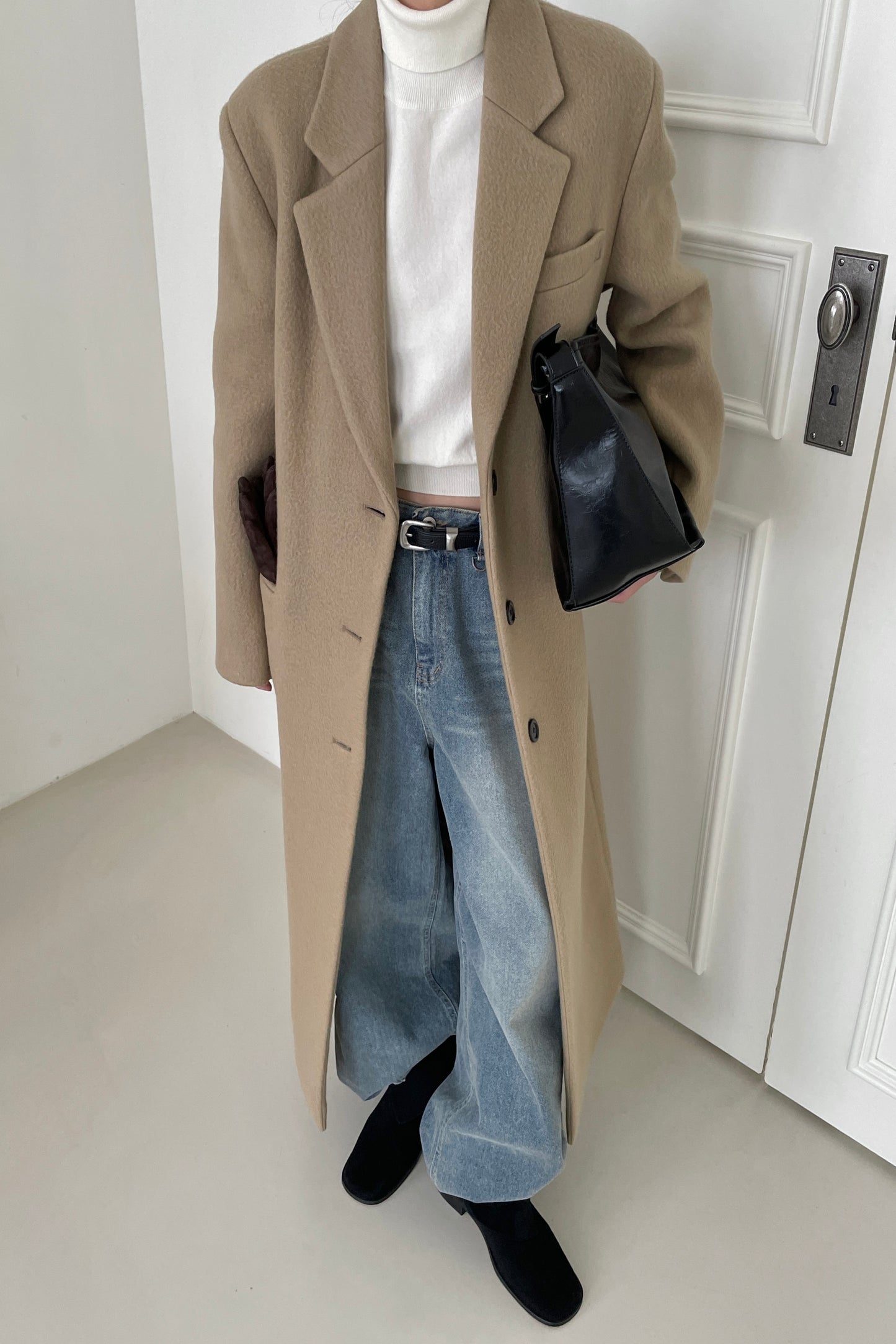 Long wool-blend coat