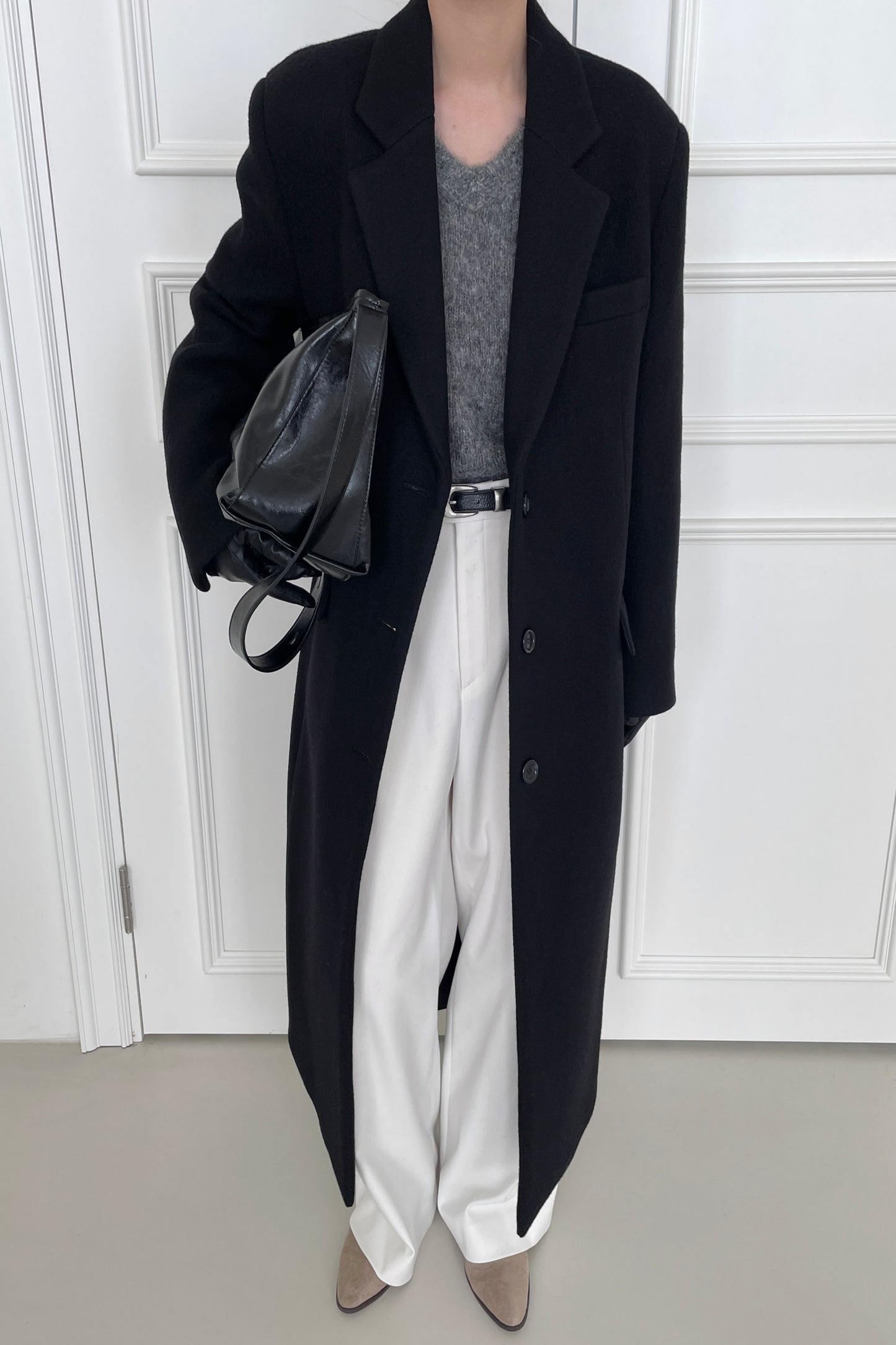 Long wool-blend coat