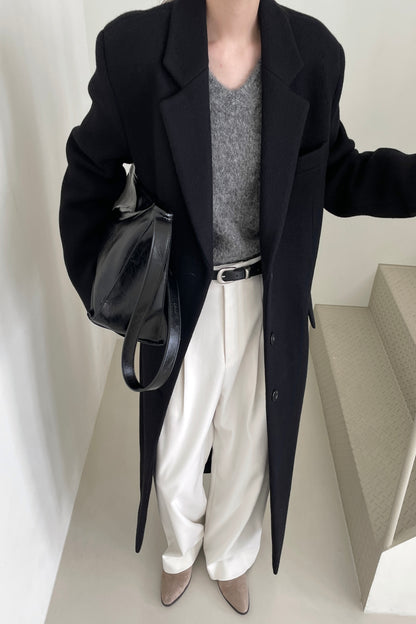 Long wool-blend coat