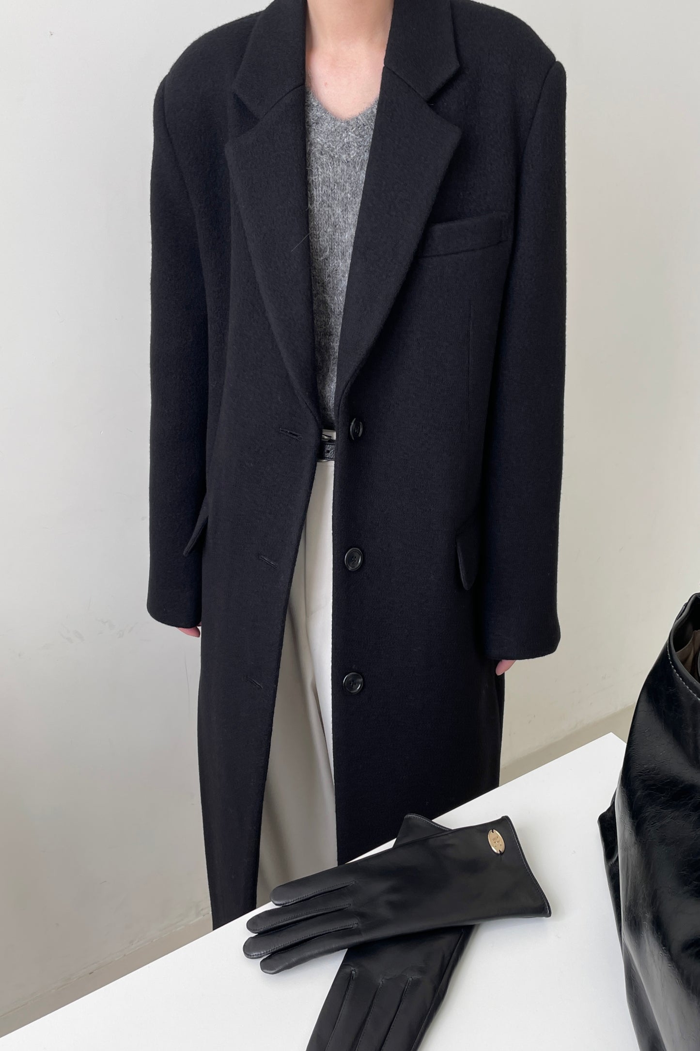 Long wool-blend coat