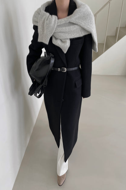 Long wool-blend coat