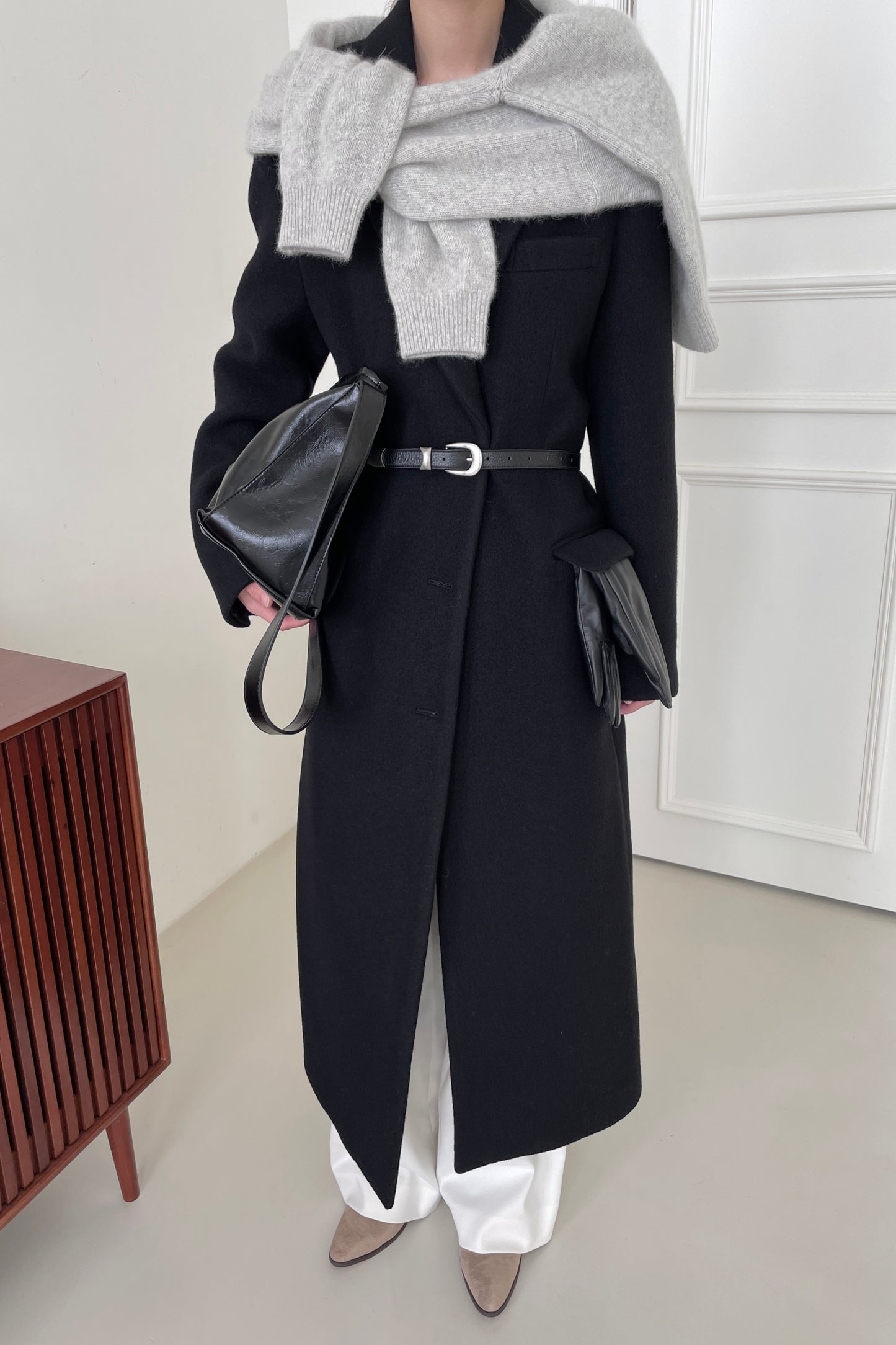 Long wool-blend coat