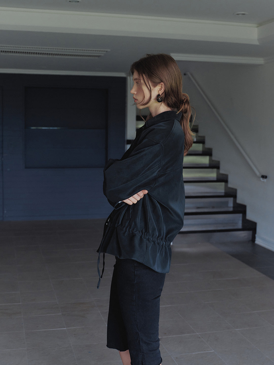 Suede Drawstring Jacket