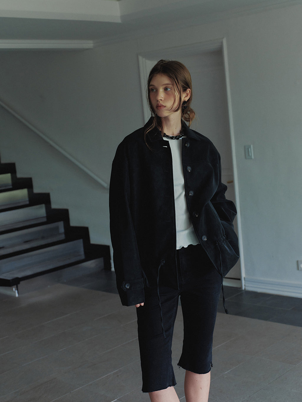 Suede Drawstring Jacket