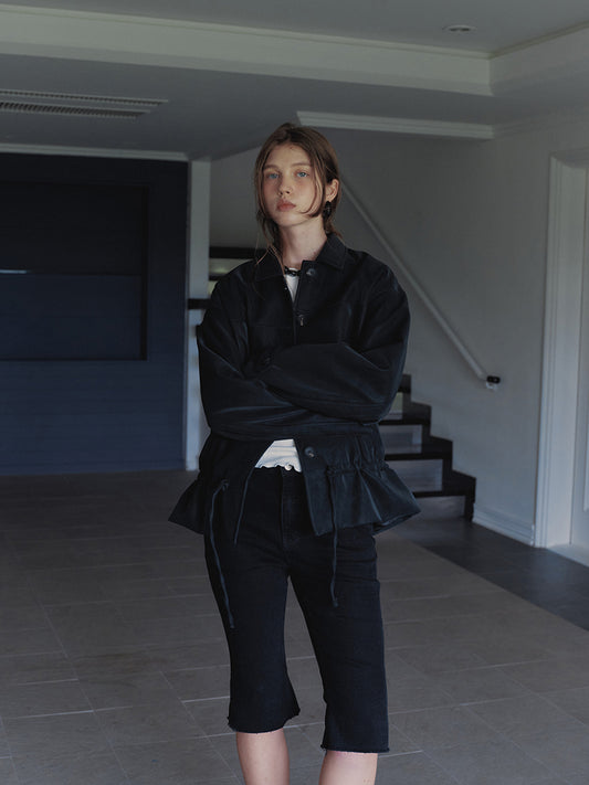 Suede Drawstring Jacket