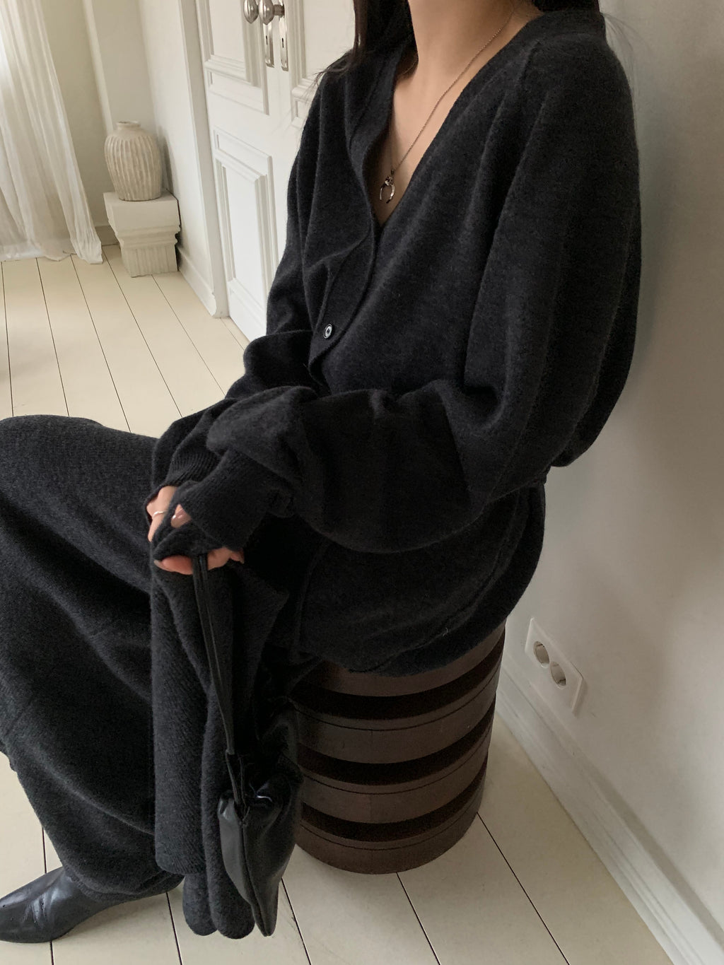 The Wool Set in Charcoal – Cardigan & Scarf
