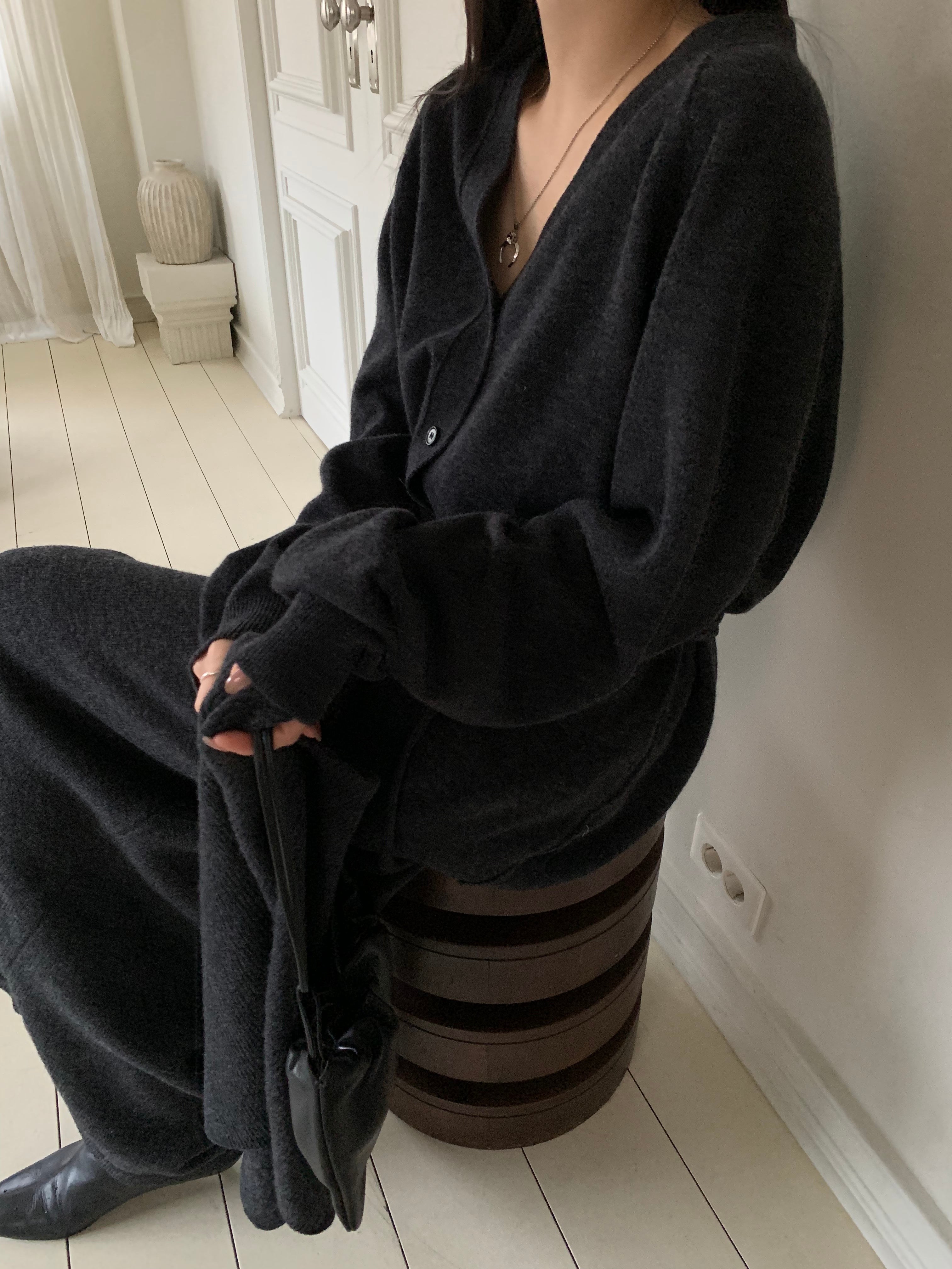 The Wool Set in Charcoal – Cardigan & Scarf