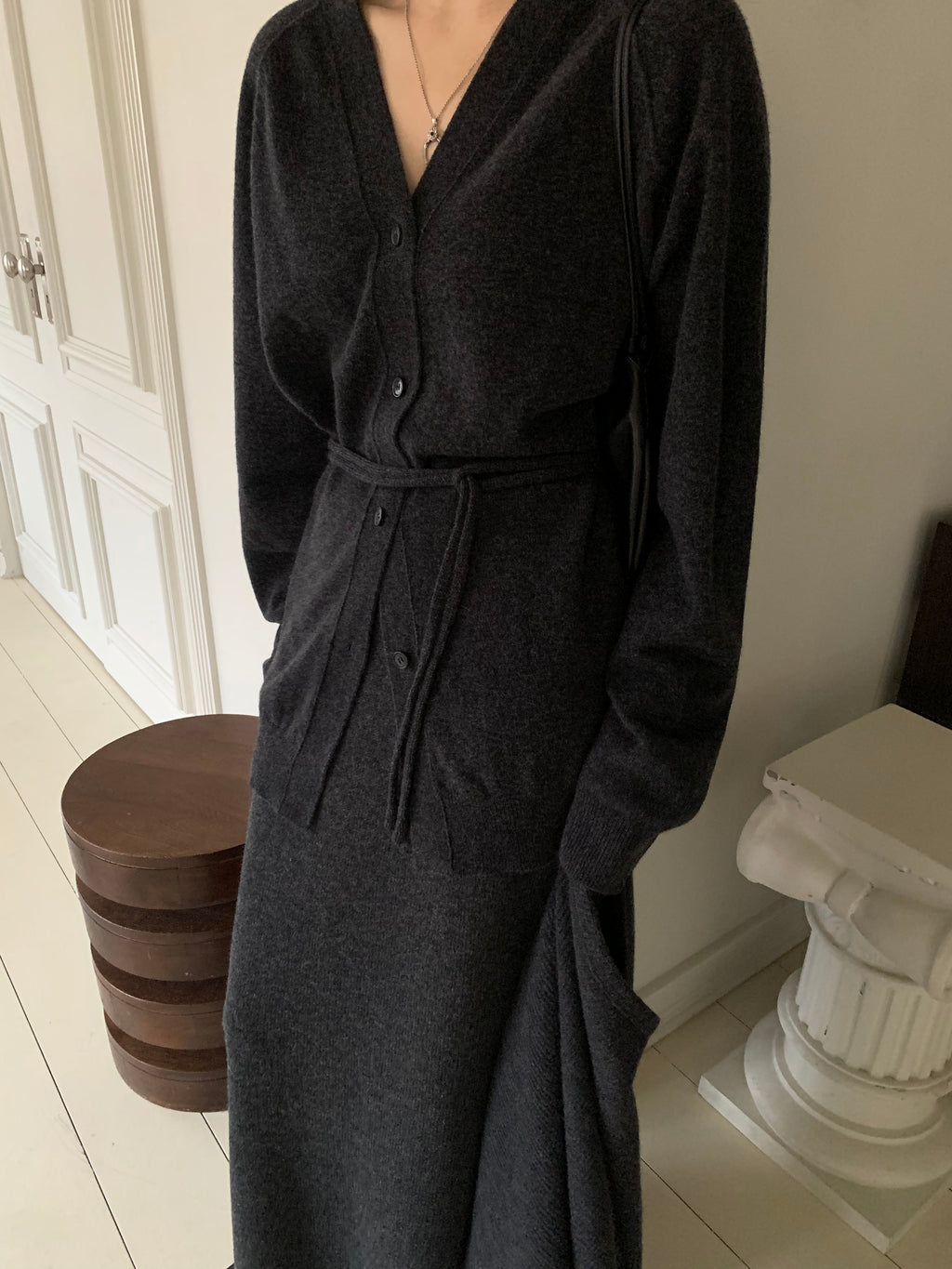 The Wool Set in Charcoal – Cardigan & Scarf