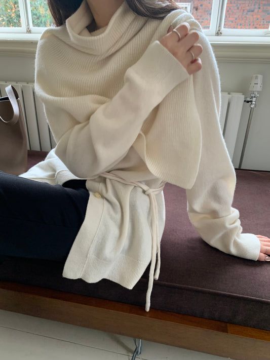 The Wool Set in Ivory – Cardigan & Scarf