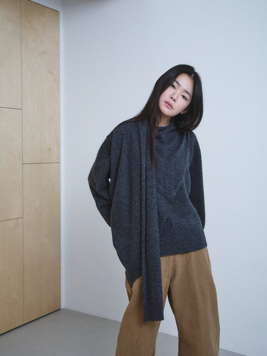 Draped Scarf Knit Jumper