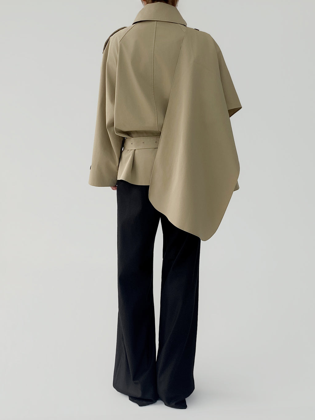 Arla Short Trench Coat in Dark Beige